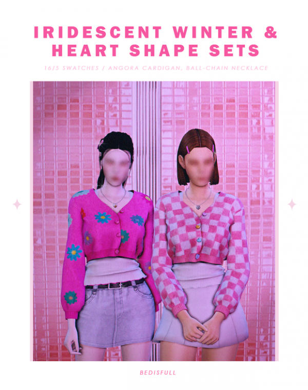 Alpha BED_TS4 FM iridescent winter heart shape sets by simsfinds - The Sims 4 Custom Content