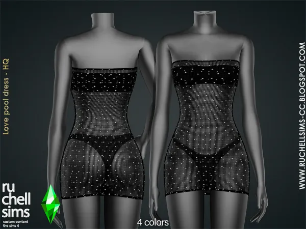 Alpha LOVE POOL DRESS by ruchellsims - The Sims 4 Custom Content