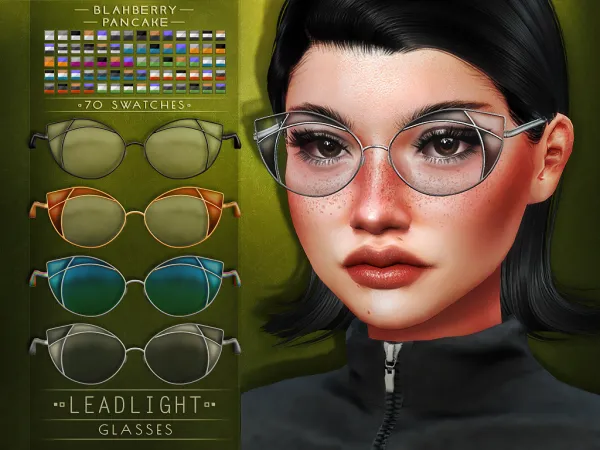 Alpha Blahberry Pancake Leadlight Glasses (unisex) - The Sims 4 Custom Content