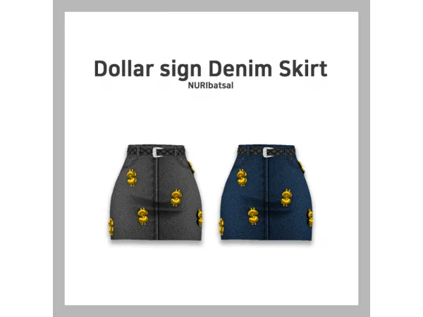Alpha [NURI] FM Dollar Sign Denim Skirt FB21 by simsfinds - The Sims 4 Custom Content