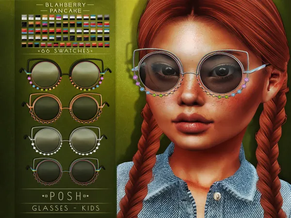 Alpha Blahberry Pancake Posh Glasses KIDS by blahberry-pancake - The Sims 4 Custom Content