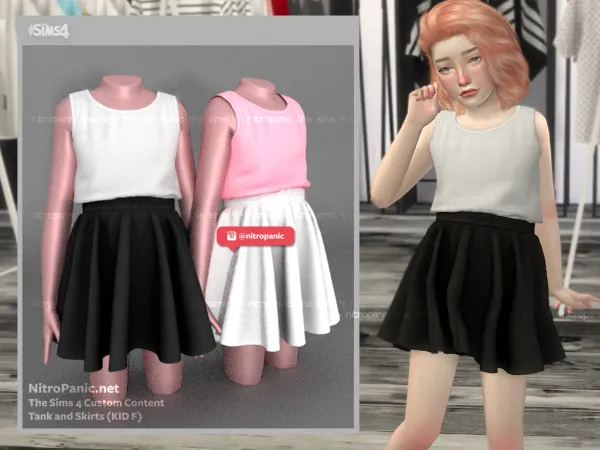 Alpha Tank and Skirt KID F - The Sims 4 Custom Content