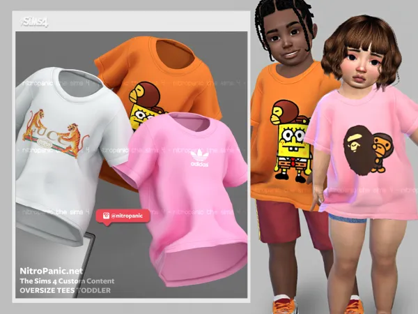 Alpha Oversized Tees TODDLERS - The Sims 4 Custom Content