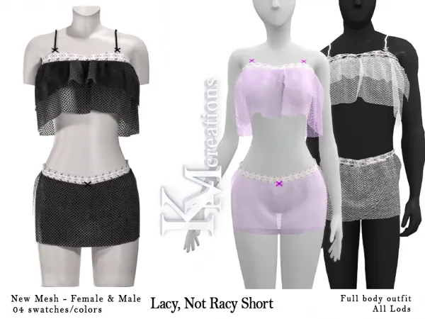 Alpha [KM] Lacy Not Racy Short by kmcreations_ts4 - The Sims 4 Custom Content