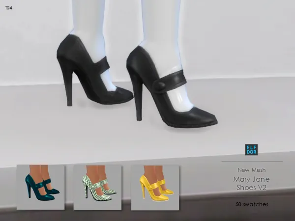 Maxis Match Mary Jane Shoes Set Updated by elfdor - The Sims 4 Custom Content