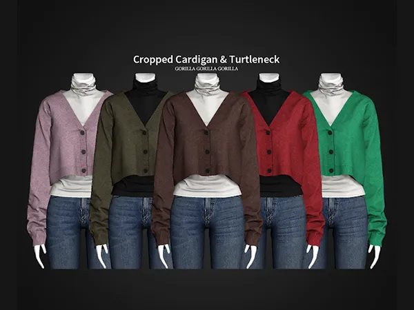 Alpha Cropped Cardigan Turtleneck - The Sims 4 Custom Content