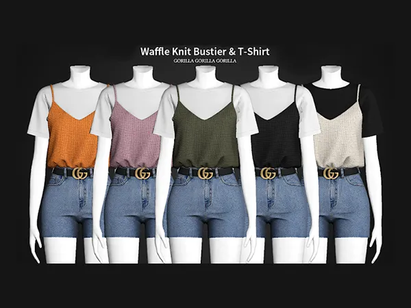 Alpha Waffle Knit Bustier T Shirt by simsfinds - The Sims 4 Custom Content
