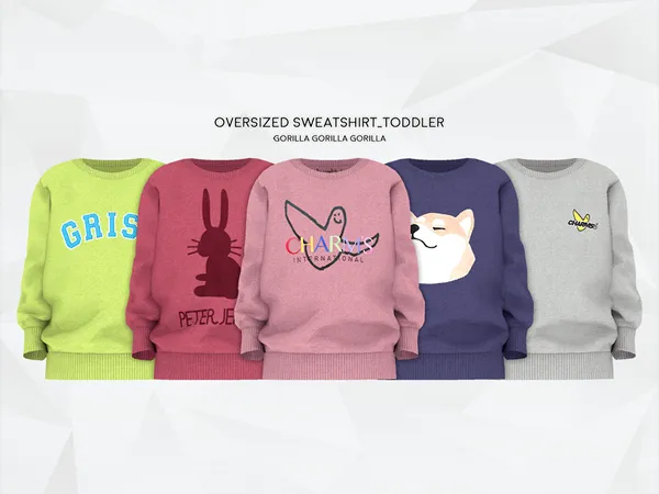 Alpha gorillax3 Oversized Sweatshirt_Toddler by simsfinds - The Sims 4 Custom Content