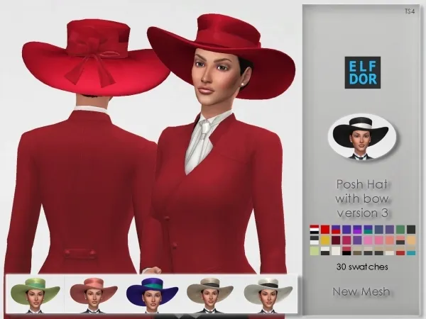 Maxis Match Posh Hat with bow by elfdor - The Sims 4 Custom Content