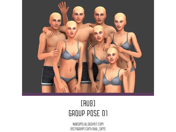 Mix [AuB] Group Pose 01 by AuB_Sims - The Sims 4 Custom Content