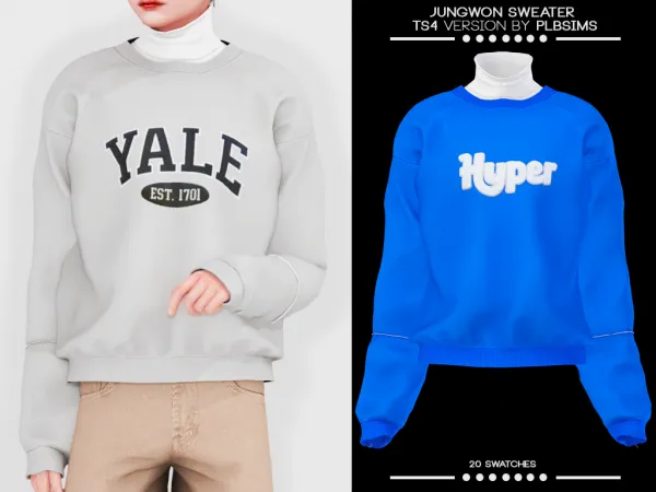Alpha Jungwon Sweater by plbsims - The Sims 4 custom content