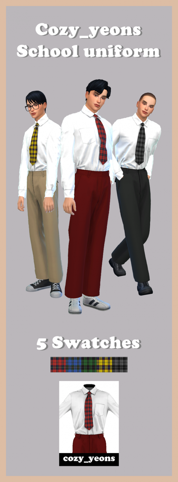 Maxis Match Cozy_yeons Male School uniform by simsfinds - The Sims 4 Custom Content