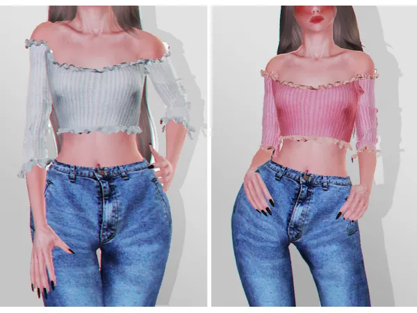Rugery crop top by simsfinds - The Sims 3 Custom Content