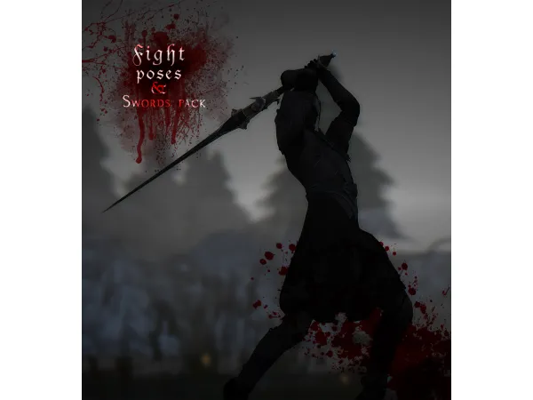 Mix Fight poses Swords pack by simsfinds - The Sims 4 Custom Content