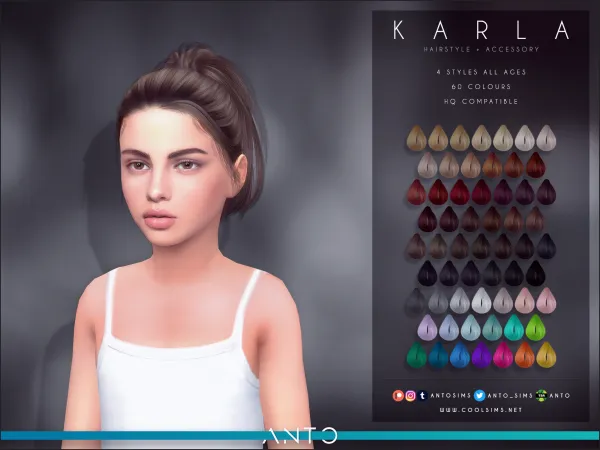Alpha Karla Hairstyle Child Version by antosims - The Sims 4 Custom Content