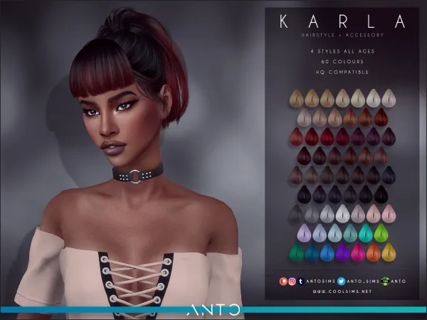 Alpha Karla Hairstyle v3 by antosims - The Sims 4 Custom Content