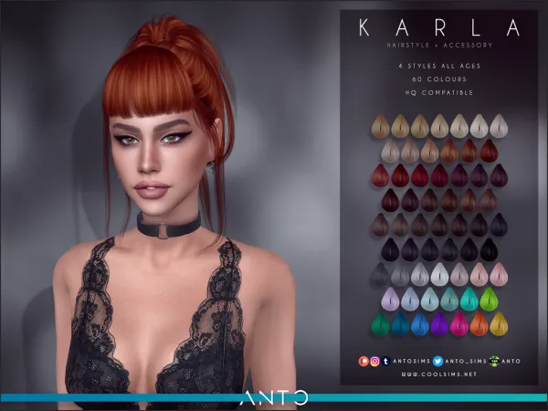 Alpha Karla Hairstyle v2 by antosims - The Sims 4 Custom Content