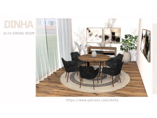 Alpha ALYA DINING ROOM by dinhagamer - The Sims 4 Custom Content