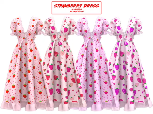 Alpha Strawberry Dress by grafity-cc - The Sims 4 Custom Content