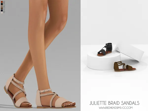 Alpha JULIETTE BRAID SANDALS by redheadsims - The Sims 4 Custom Content