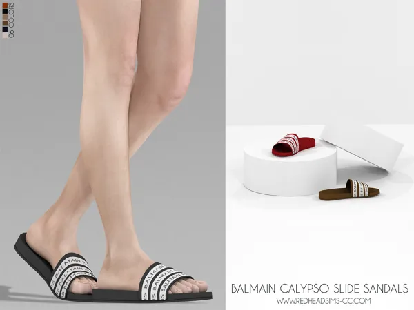 Alpha BALMAIN CALYPSO SLIDE SANDALS MALE FEMALE by redheadsims - The Sims 4 Custom Content