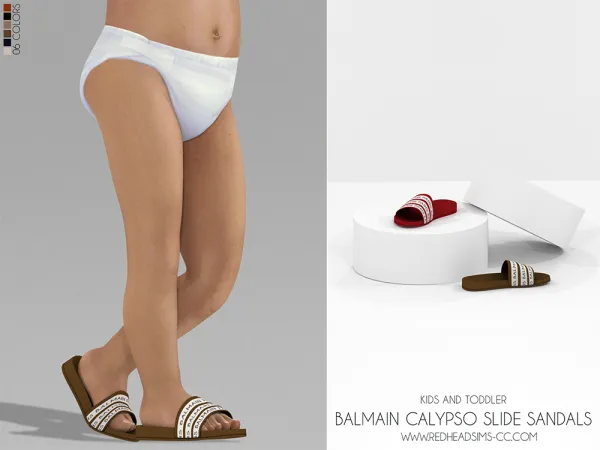 Alpha BALMAIN CALYPSO SLIDE SANDALS KIDS TODDLER by redheadsims - The Sims 4 Custom Content