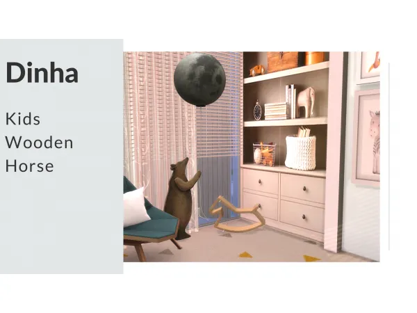 Alpha Kids Wooden Horse by dinhagamer - The Sims 4 Custom Content