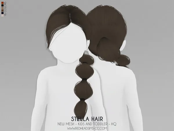 Alpha STELLA HAIR KIDS AND TODDLER by redheadsims - The Sims 4 Custom Content