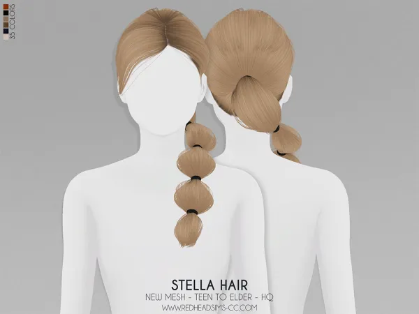 Alpha STELLA HAIR by redheadsims - The Sims 4 Custom Content