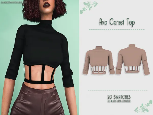Alpha Ava Corset Top BRsims by bluerose-sims - The Sims 4 Custom Content