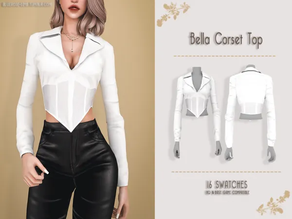 Alpha Bella Corset Top BRsims by bluerose-sims - The Sims 4 Custom Content