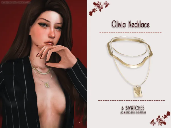 Alpha Olivia Necklace BRsims by bluerose-sims - The Sims 4 Custom Content