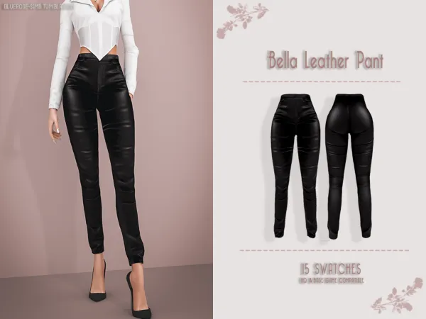 Alpha Bella Leather Pant BRsims by bluerose-sims - The Sims 4 Custom Content