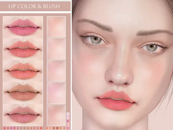 Alpha Lip Color Blush by Lutessasims - The Sims 4 Custom Content