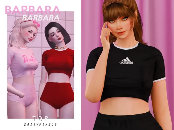Alpha Barbara Top ( ) by daisypixels - The Sims 4 Custom Content