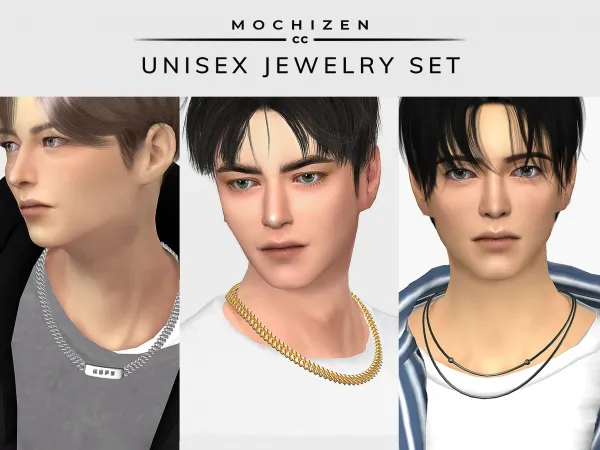 Alpha Mochizen Unisex Jewelry Set Male Vers. by mochizen-cc - The Sims 4 custom content