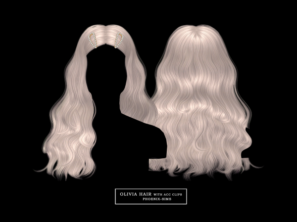 Alpha Olivia Hair with ACC Clips by phoenixsims4 - The Sims 4 Custom Content