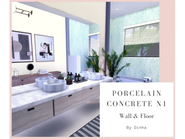 Alpha Porcelain Concrete N1 Wall Floor 20 Textures by dinhagamer - The Sims 4 Custom Content
