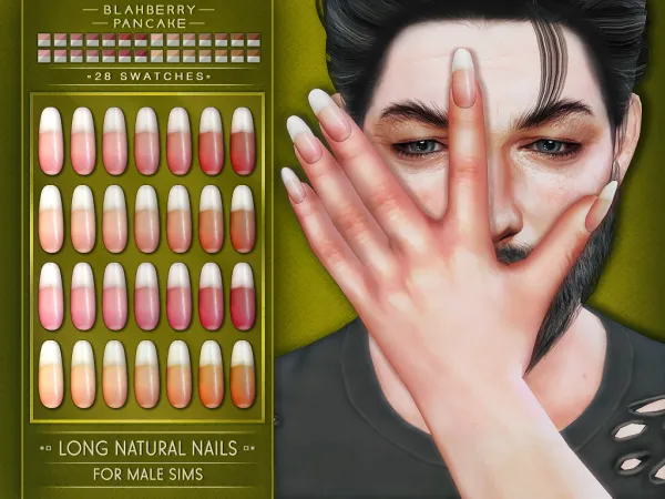 Alpha Blahberry Pancake Long Natural Nails (male) by blahberry-pancake - The Sims 4 Custom Content