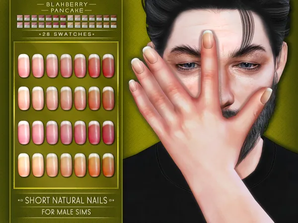 Alpha Blahberry Pancake Short Natural Nails (male) by blahberry-pancake - The Sims 4 Custom Content