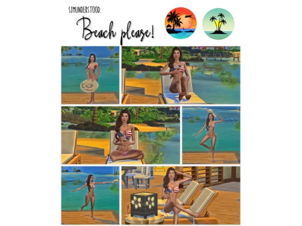 Mix BEACH PLEASE POSEPACK by simunderstood - The Sims 4 Custom Content