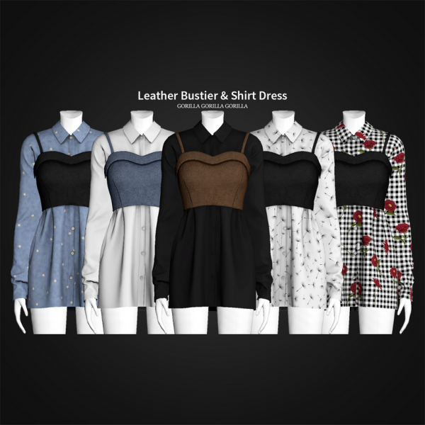 Alpha Leather Bustier Shirt Dress by simsfinds - The Sims 4 Custom Content