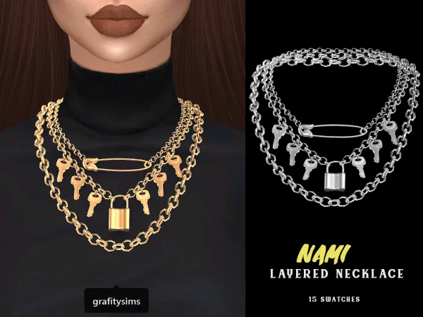 Alpha Nami Layered Necklace - The Sims 4 Custom Content