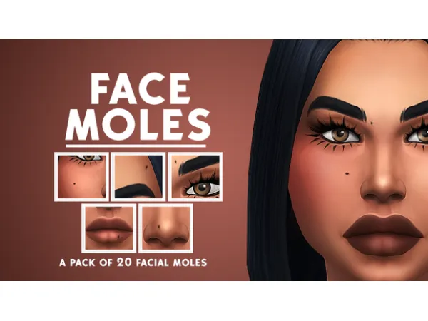 Maxis Match FACE MOLE PACK URBAN by XURBANSIMSX - The Sims 4 Custom Content