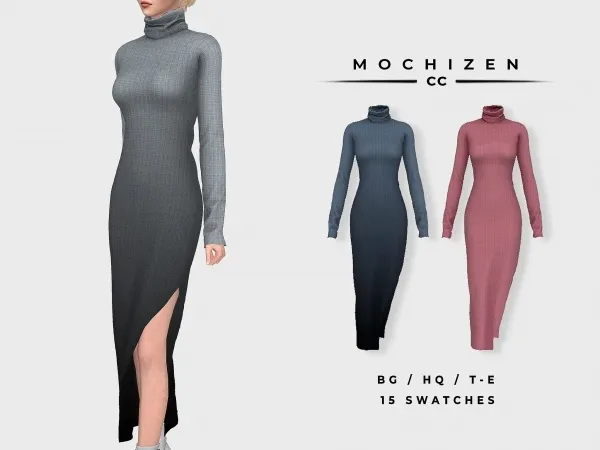 Alpha Mochizen Turtleneck Dress by mochizen-cc - The Sims 4 custom content