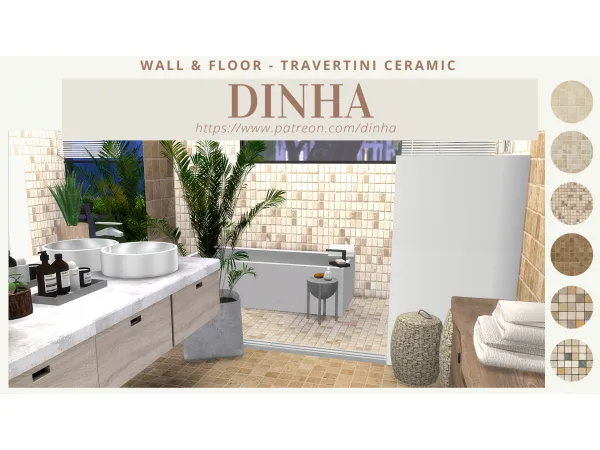 Alpha Wall Floor Travertini Ceramic - The Sims 4 Custom Content