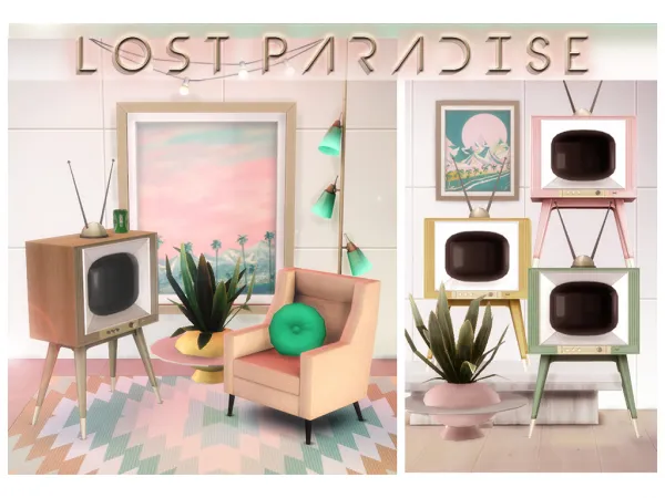Alpha Lost Paradise Tubular Television by simsfinds - The Sims 4 Custom Content