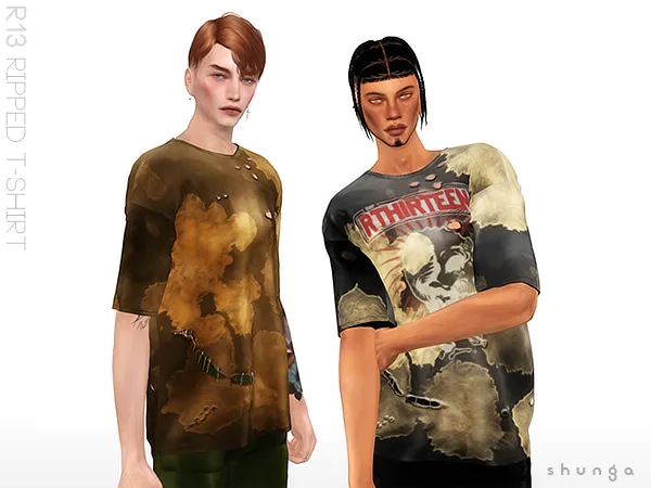Alpha SHUNGA R13 Ripped Tee by shunga - The Sims 4 custom content