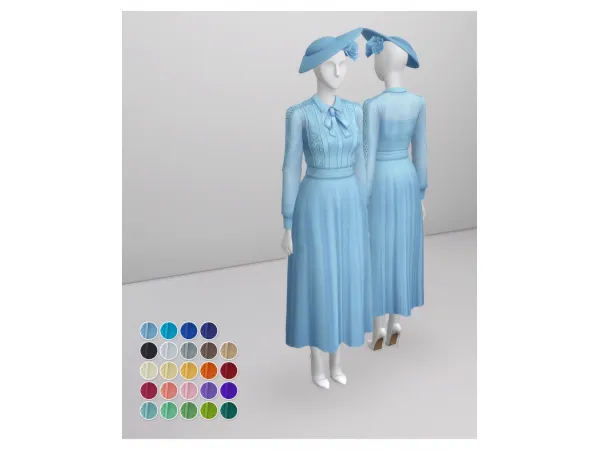 Maxis Match GOAL 400 Duchess of Blue Dress (24 color) by simsfinds - The Sims 4 Custom Content