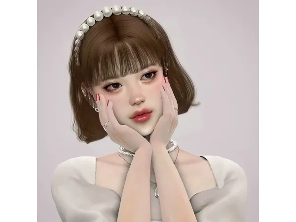 Alpha Pearl Headband by euno - The Sims 4 Custom Content